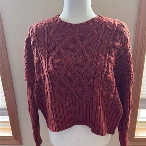 Women's Cable Knit Sweater - Rust